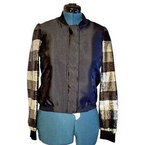 Sachin and Babi Sequins Sleeves Bomber Jacket NYE Party Glam Squad Size Small